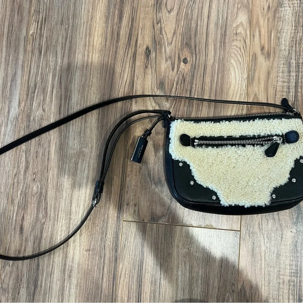 COACH Shearling Leather Rhyder Pochette Crossbody Bag